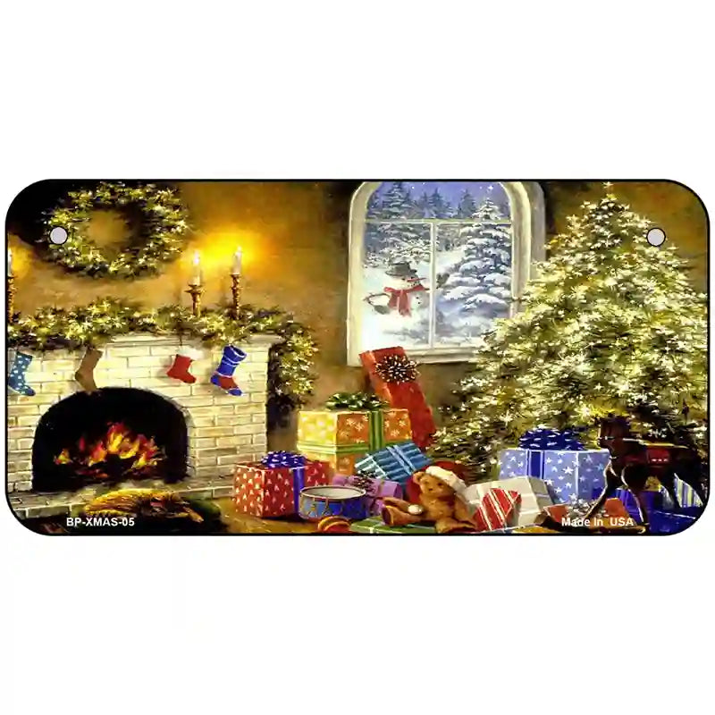 Christmas Scene Metal Novelty License Plate 6" x 3" (BP)