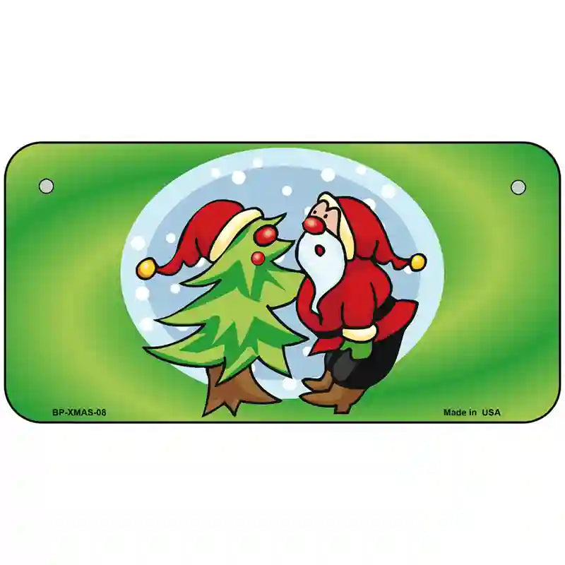 Santa Snow Globe Metal Novelty License Plate 6" x 3" (BP)