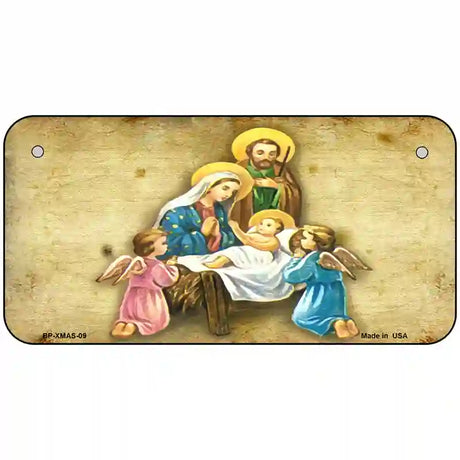 Christmas Manger Metal Novelty License Plate 6" x 3" (BP)