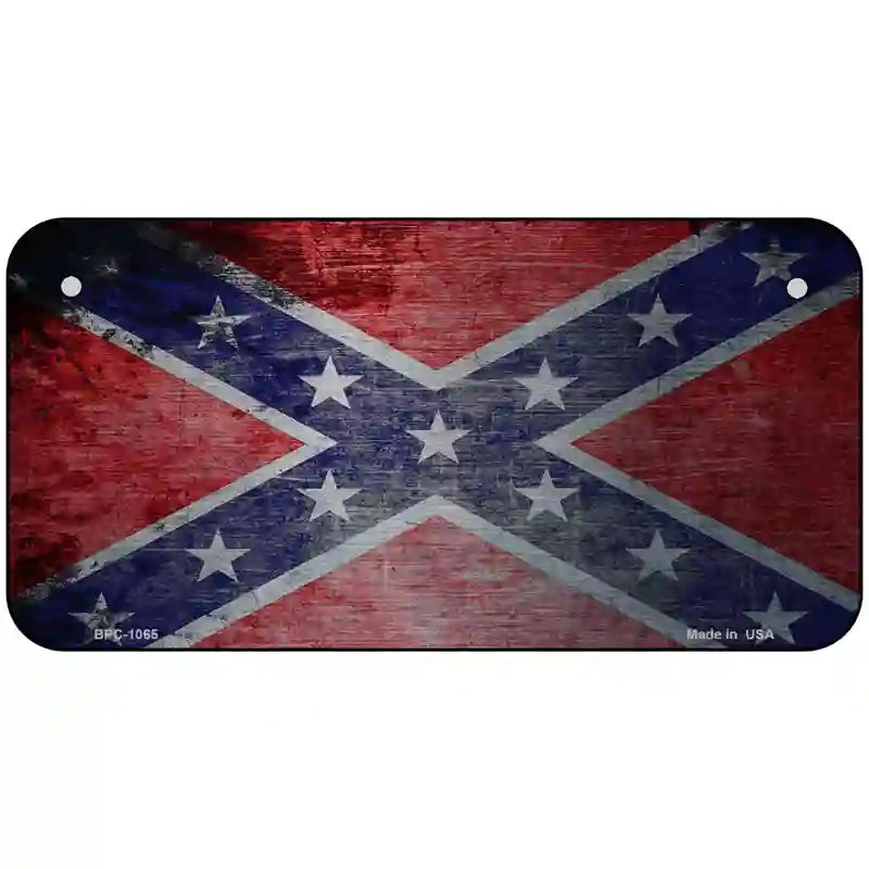 Confederate Flag Scratched Chrome Novelty Metal License Plate 6" x 3" (BPC)