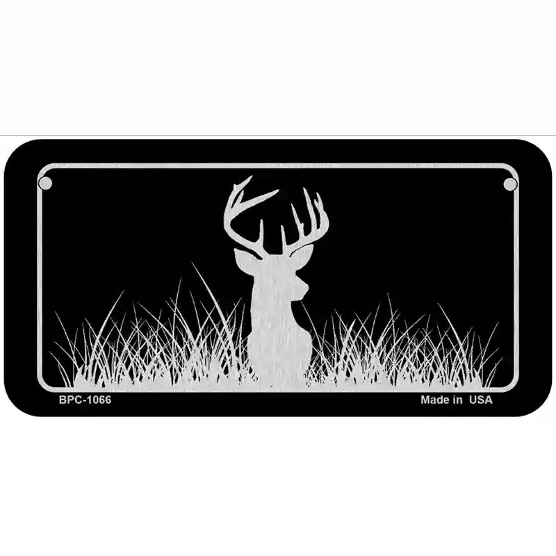 Deer Black Brushed Chrome Novelty Metal License Plate 6" x 3" (BPC)