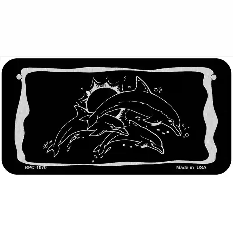 Dolphins Black Brushed Chrome Novelty Metal License Plate 6" x 3" (BPC)