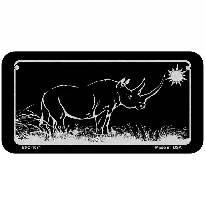 Rhino Black Brushed Chrome Novelty Metal License Plate 6" x 3" (BPC)