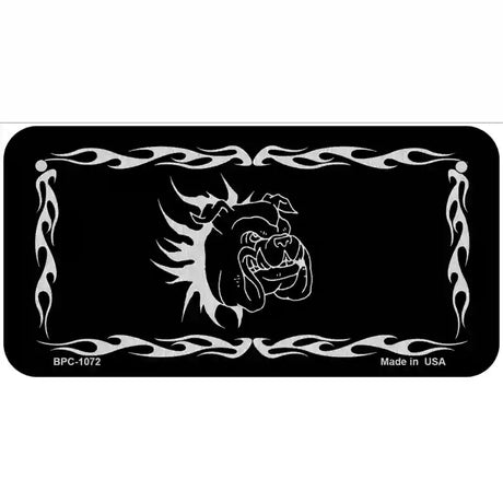 Dog In Flames Black Brushed Chrome Novelty Metal License Plate 6" x 3" (BPC)