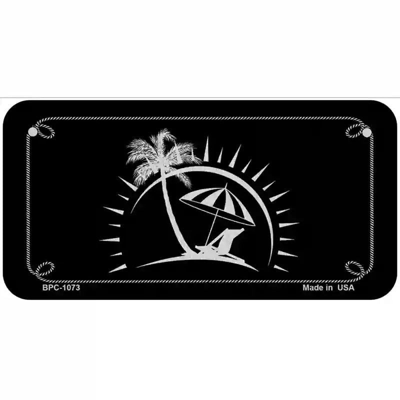 Beach Design Black Brushed Chrome Novelty Metal License Plate 6" x 3" (BPC)