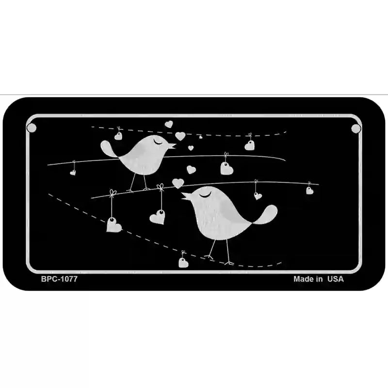 Love Birds Black Brushed Chrome Novelty Metal License Plate 6" x 3" (BPC)