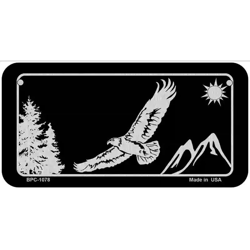 Eagle Black Brushed Chrome Novelty Metal License Plate 6" x 3" (BPC)