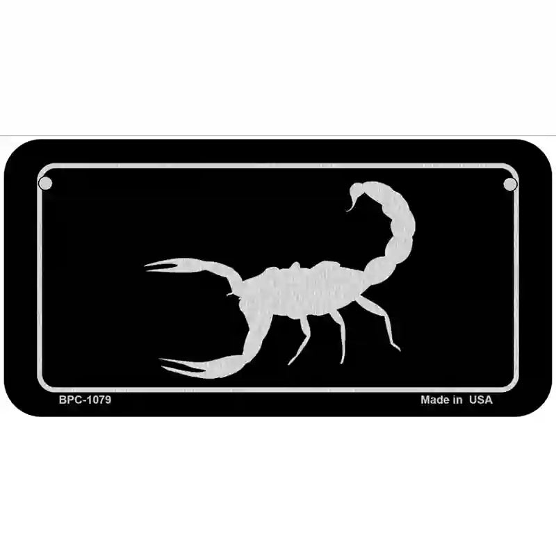 Scorpion Black Brushed Chrome Novelty Metal License Plate 6" x 3" (BPC)