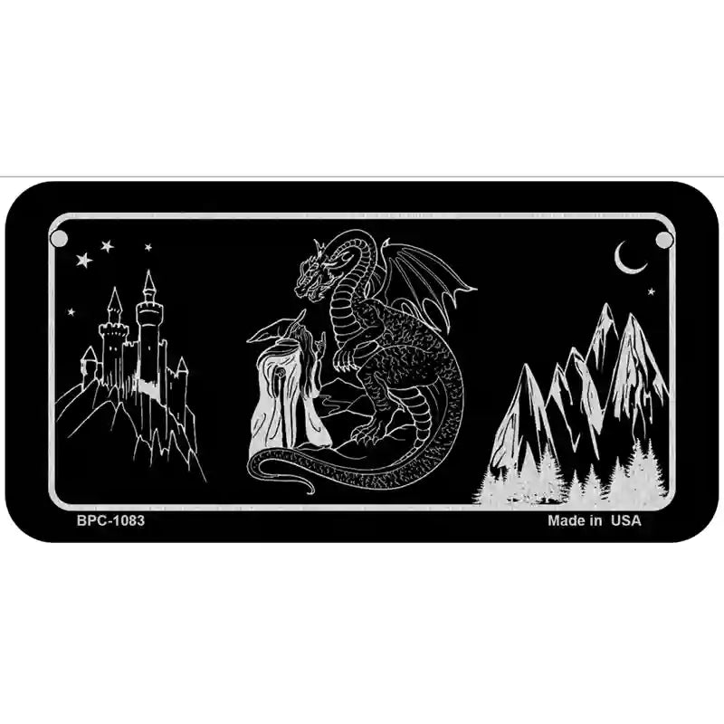 Wizards And Dragons Black Brushed Chrome Novelty Metal License Plate 6" x 3" (BPC)