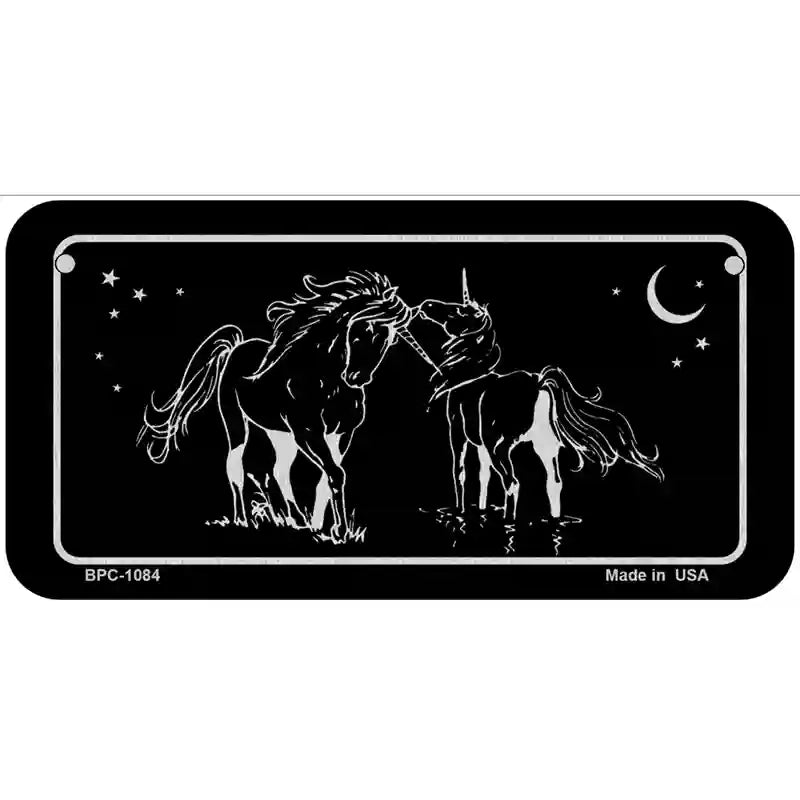 Unicorns Black Brushed Chrome Novelty Metal License Plate 6" x 3" (BPC)