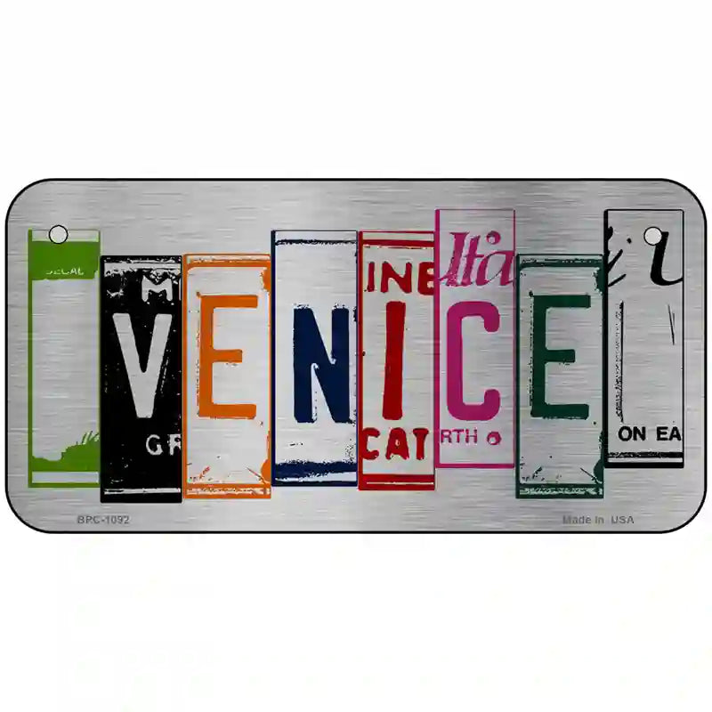 Venice License Plate Art Brushed Chrome Novelty Metal License Plate Tag 6" x 3" (BPC)