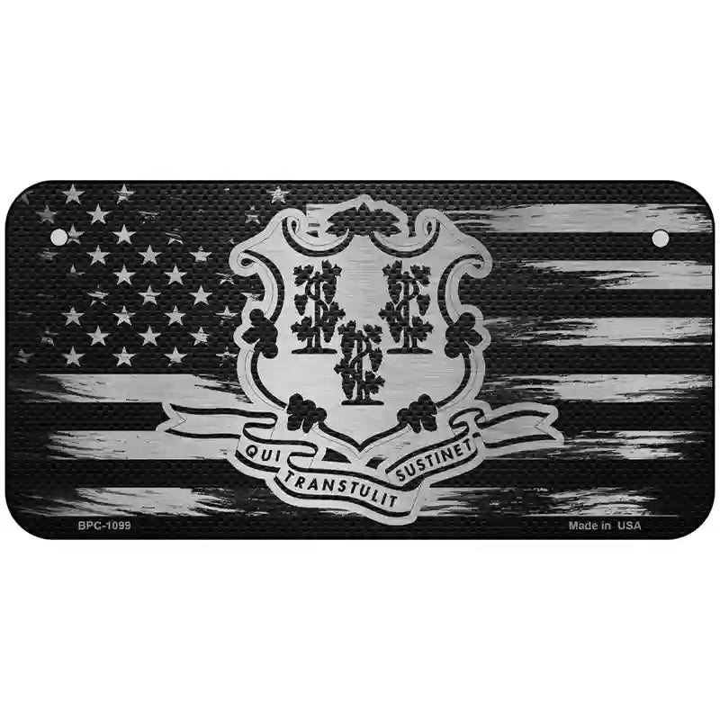 Connecticut Carbon Fiber Novelty Metal License Plate 6" x 3" (BPC)