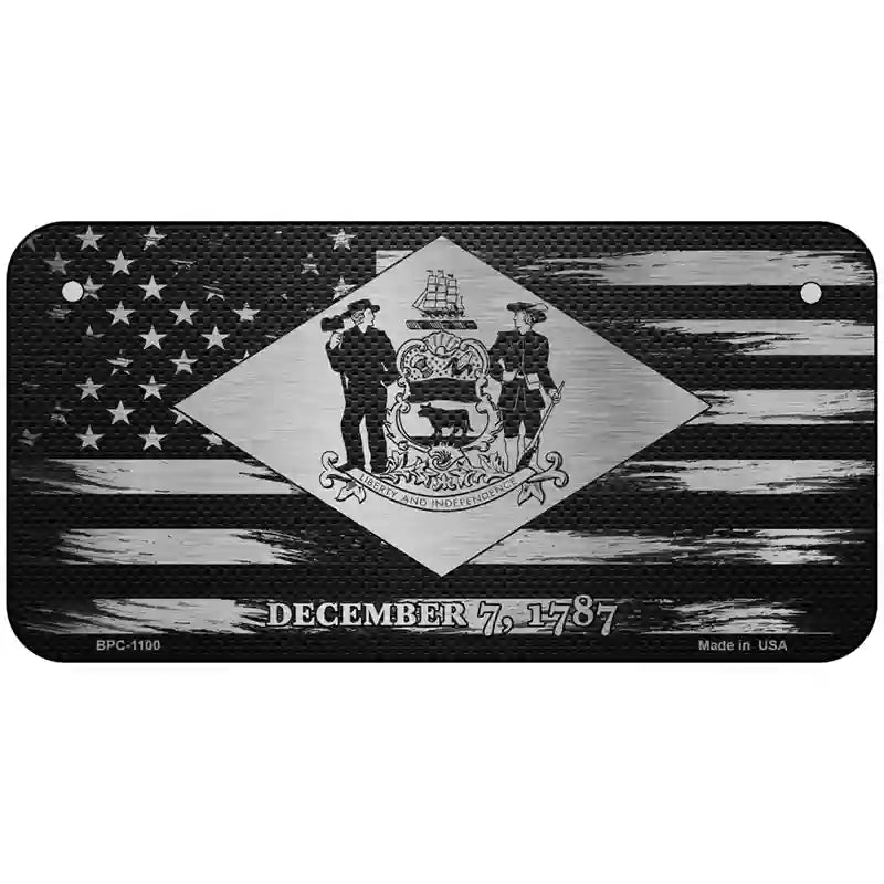 Delaware Carbon Fiber Novelty Metal License Plate 6" x 3" (BPC)