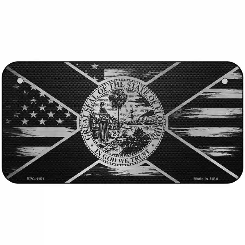 Florida Carbon Fiber Novelty Metal License Plate 6" x 3" (BPC)