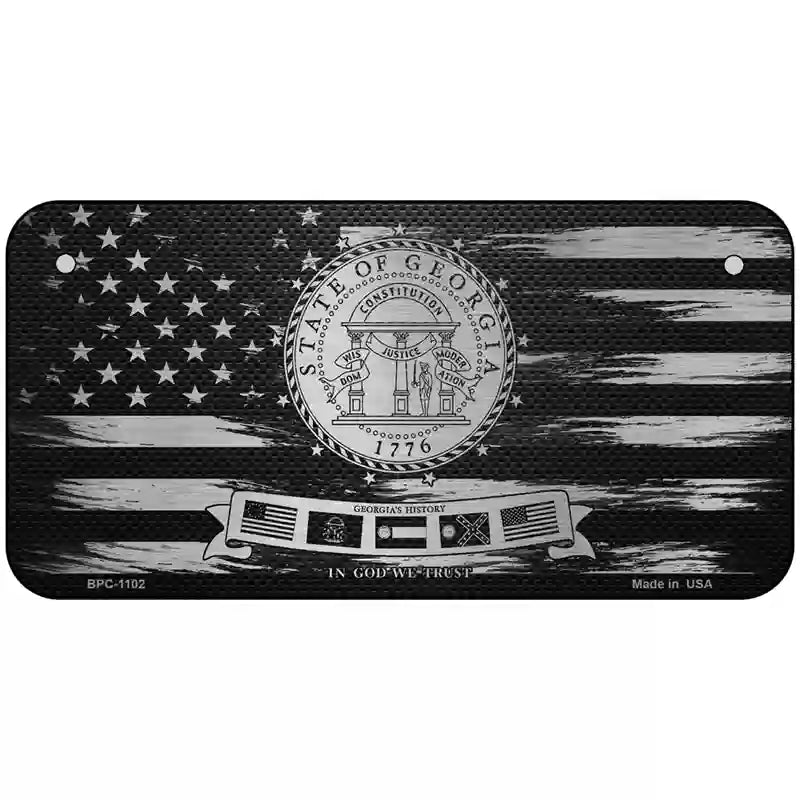 Georgia Carbon Fiber Novelty Metal License Plate 6" x 3" (BPC)