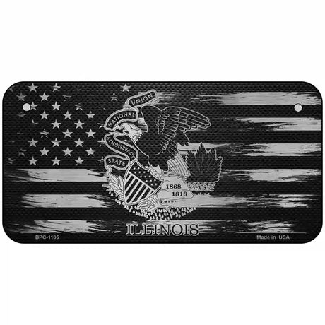 Illinois Carbon Fiber Novelty Metal License Plate 6" x 3" (BPC)