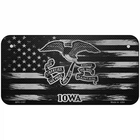 Iowa Carbon Fiber Novelty Metal License Plate 6" x 3" (BPC)