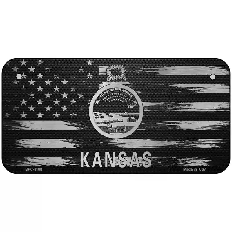 Kansas Carbon Fiber Novelty Metal License Plate 6" x 3" (BPC)