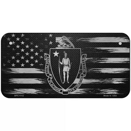 Massachusetts Carbon Fiber Novelty Metal License Plate 6" x 3" (BPC)