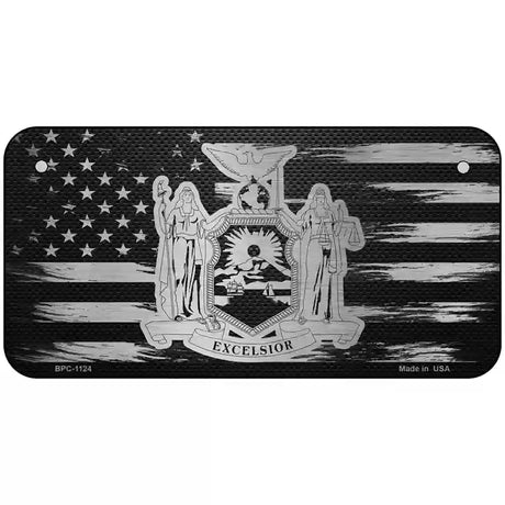 New York Carbon Fiber Novelty Metal License Plate 6" x 3" (BPC)