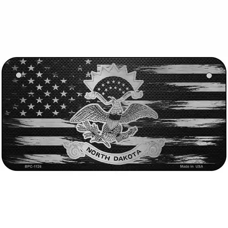 North Dakota Carbon Fiber Novelty Metal License Plate 6" x 3" (BPC)