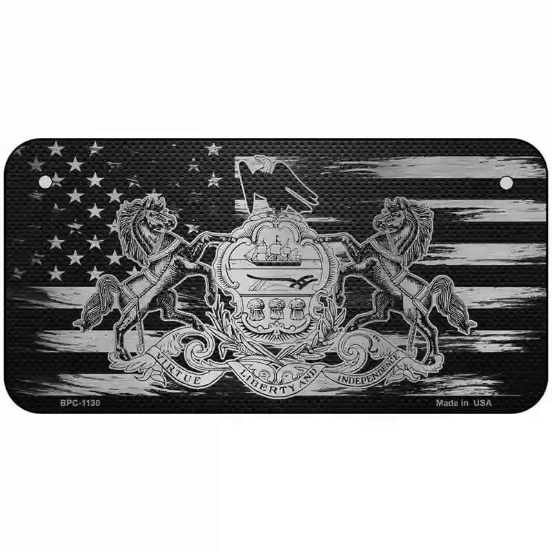 Pennsylvania Carbon Fiber Novelty Metal License Plate 6" x 3" (BPC)