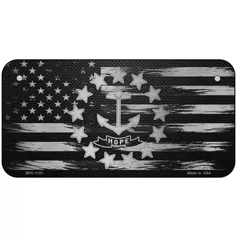 Rhode Island Carbon Fiber Novelty Metal License Plate 6" x 3" (BPC)