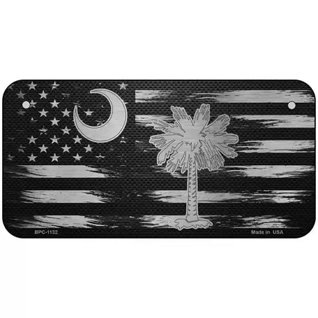 South Carolina Carbon Fiber Novelty Metal License Plate 6" x 3" (BPC)