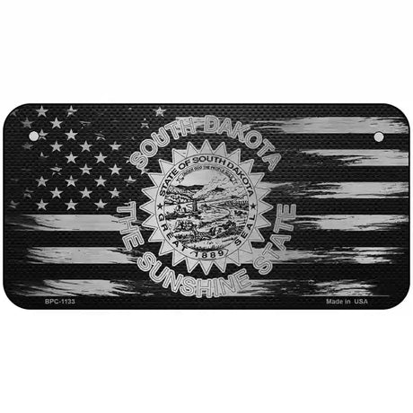 South Dakota Carbon Fiber Novelty Metal License Plate 6" x 3" (BPC)