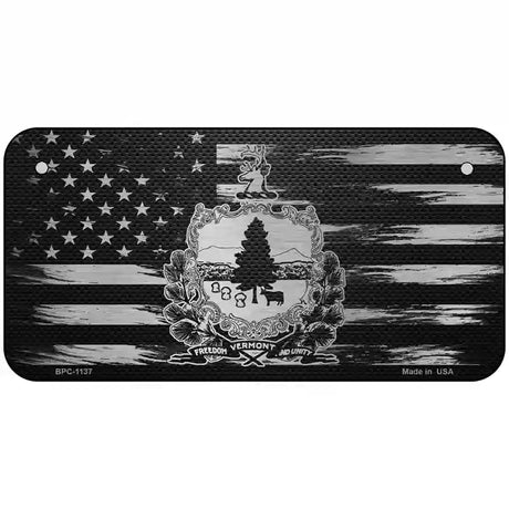 Vermont Carbon Fiber Novelty Metal License Plate 6" x 3" (BPC)