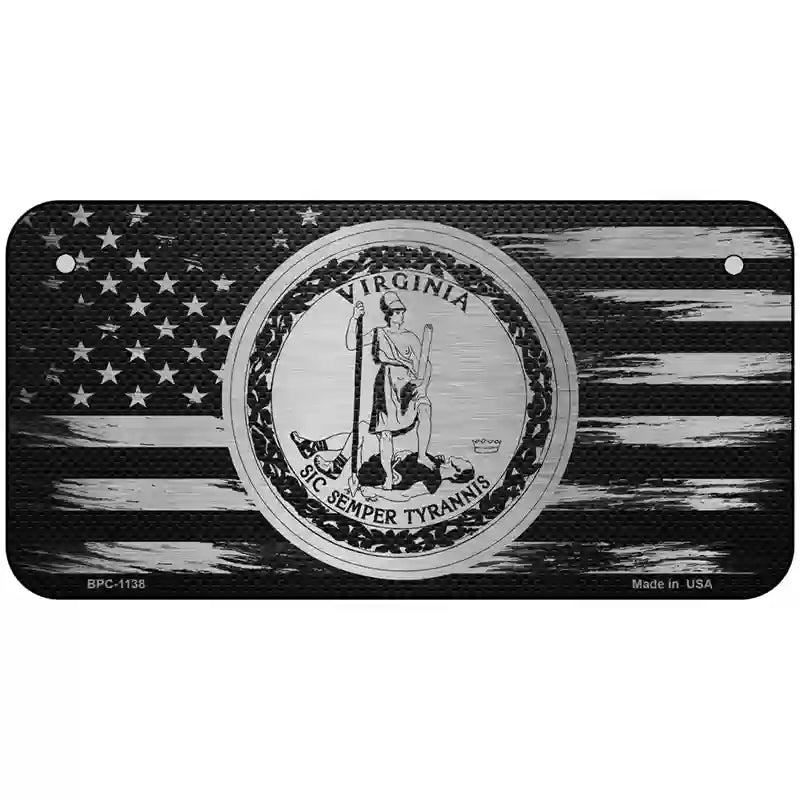 Virginia Carbon Fiber Novelty Metal License Plate 6" x 3" (BPC)