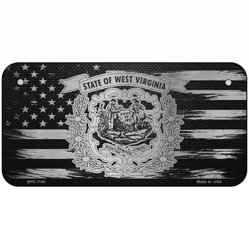 West Virginia Carbon Fiber Novelty Metal License Plate 6" x 3" (BPC)