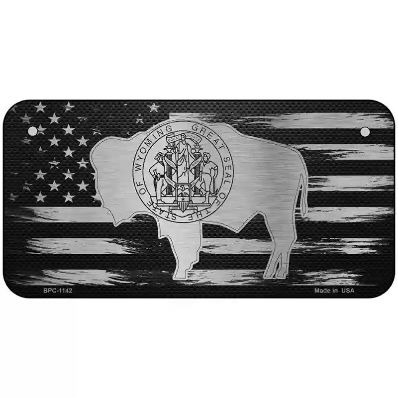 Wyoming Carbon Fiber Novelty Metal License Plate 6" x 3" (BPC)