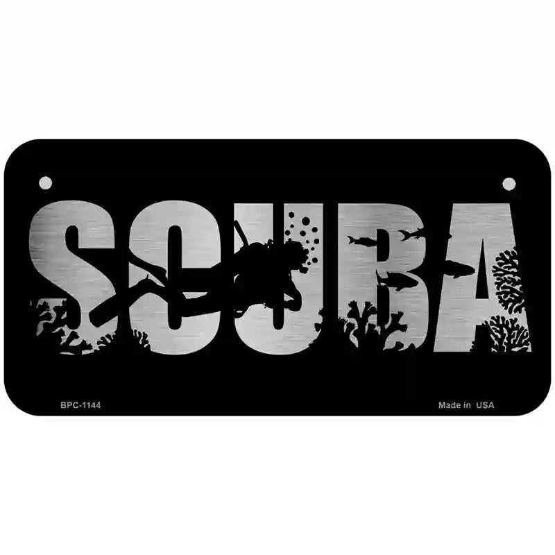 Scuba Brushed Chrome Novelty Metal License Plate 6" x 3" (BPC)