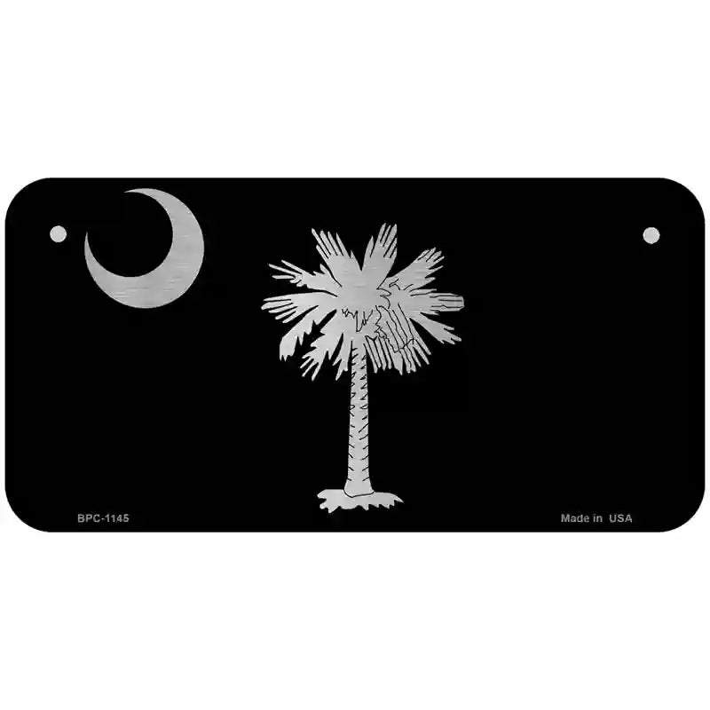 Palmetto Flag Brushed Chrome Novelty Metal License Plate 6" x 3" (BPC)