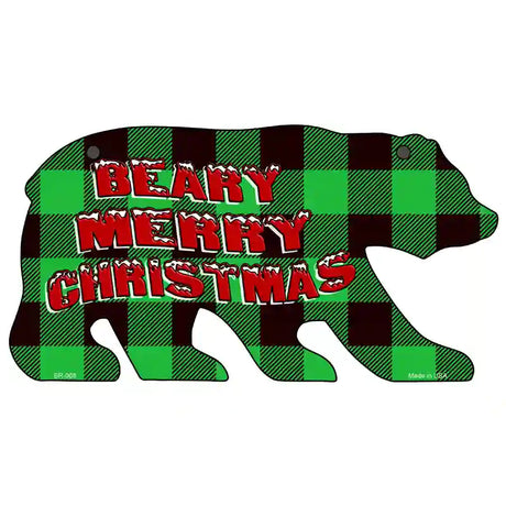 Beary Merry Christmas Green Novelty Metal Bear Tag BR-068