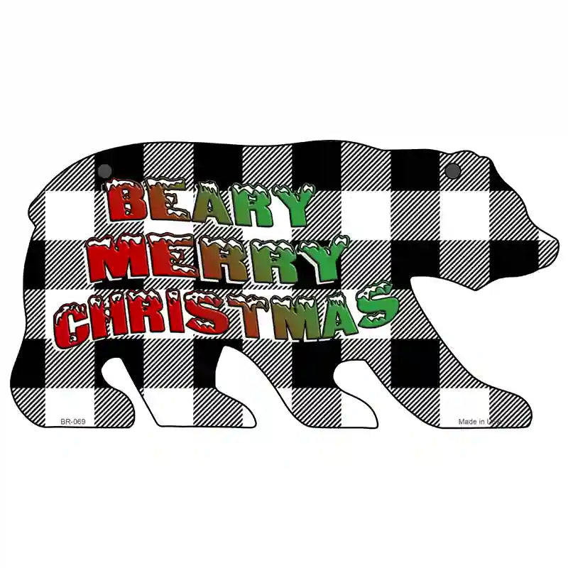 Beary Merry Christmas White Novelty Metal Bear Tag BR-069