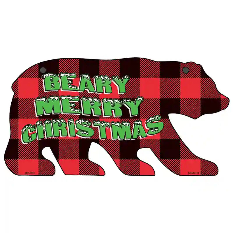 Beary Merry Christmas Red Novelty Metal Bear Tag BR-070