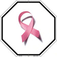 Pink Ribbon Breast Cancer Metal Novelty Octagon Stop Sign BS-1019