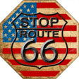 Route 66 American Flag Vintage Metal Novelty Stop Sign BS-363