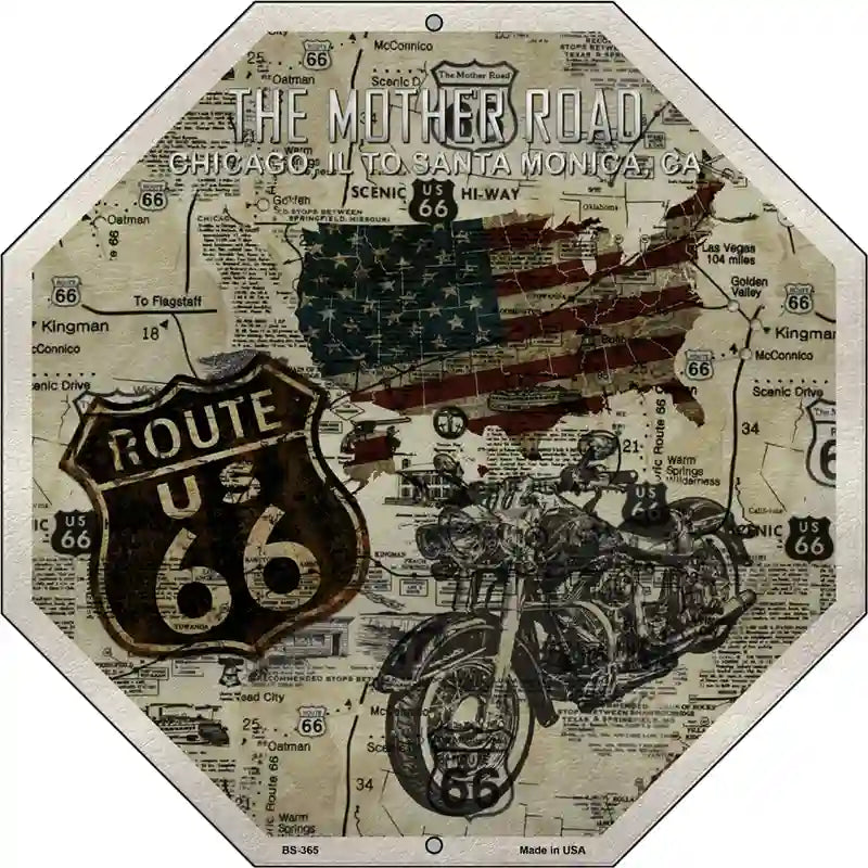 Route 66 Mother Road Vintage Metal Novelty Stop Sign BS-365