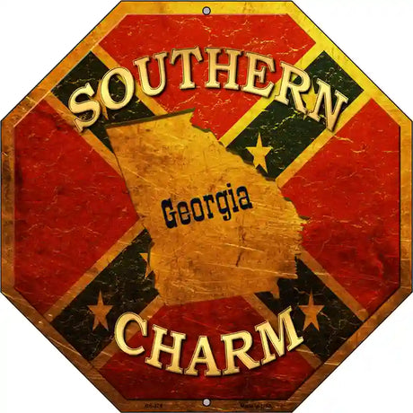 Southern Charm Georgia Metal Novelty Stop Sign BS-374