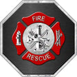 Fire Rescue Metal Novelty Stop Sign BS-379