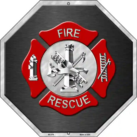 Fire Rescue Metal Novelty Stop Sign BS-379