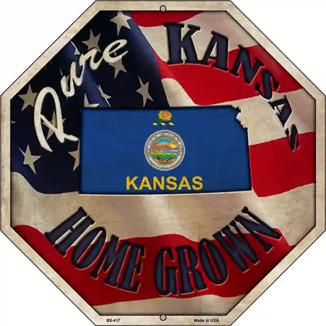 Kansas Home Grown Metal Novelty Stop Sign BS-417