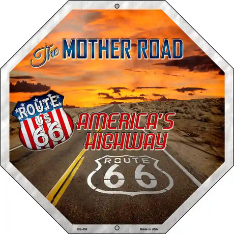 Route 66 With Sunset Metal Novelty Stop Sign BS-459