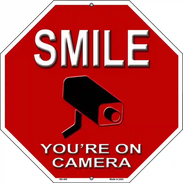 smile-you-re-on-camera-metal-novelty-stop-sign-smart-blonde for Free Printable Smile You Re On Camera Signs Smile You're On Camera Metal Novelty Stop Sign | Smart Blonde for Free Printable Smile You Re On Camera Signs