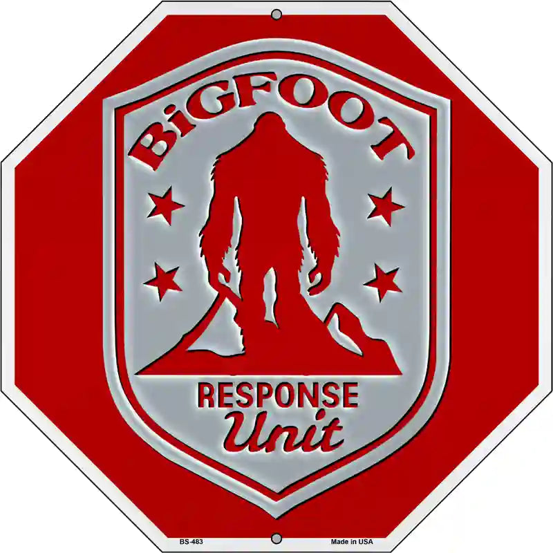 Bigfoot Response Unit Red Novelty Metal Octagon Sign