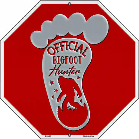 Official Bigfoot Hunter Red Novelty Metal Octagon Sign