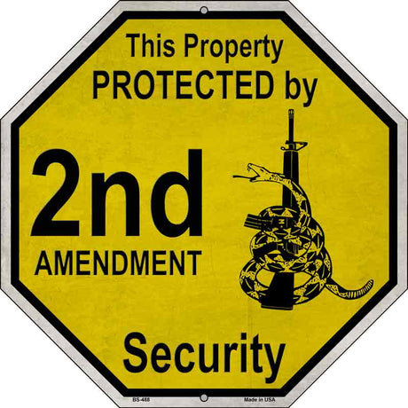 Protected By 2nd Amendment Security Wholesale Novelty Metal Octagon Sign